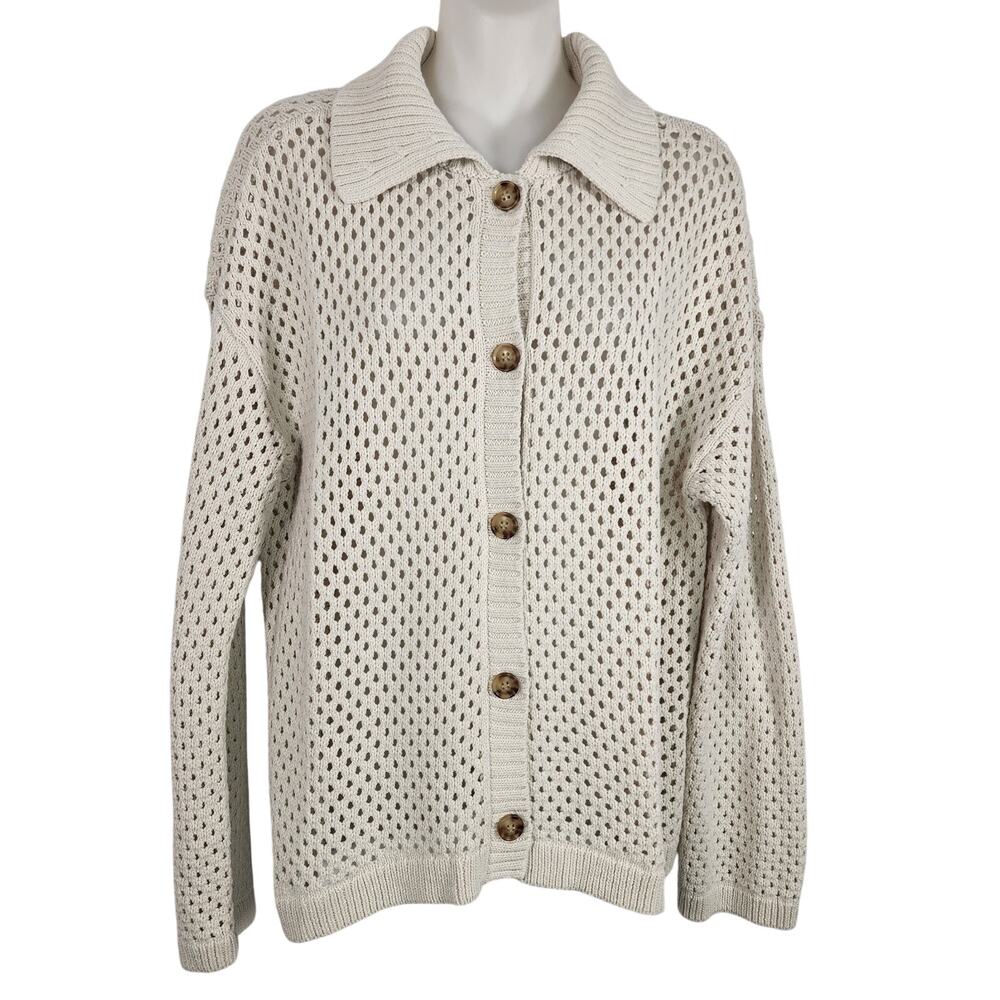 Maurice’s Women’s Plus Size Open Stitch Collar Cardigan Size 0X Relaxed Button